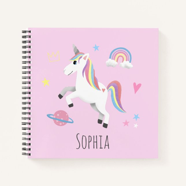 Carnet Les filles mignonne rose Magique Unicorn École pou (Devant)