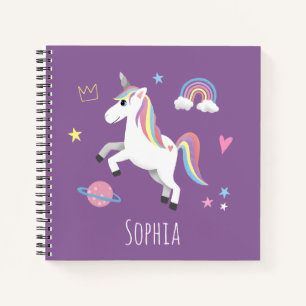 Carnet Les filles mignonne violet Magique Unicorn école 