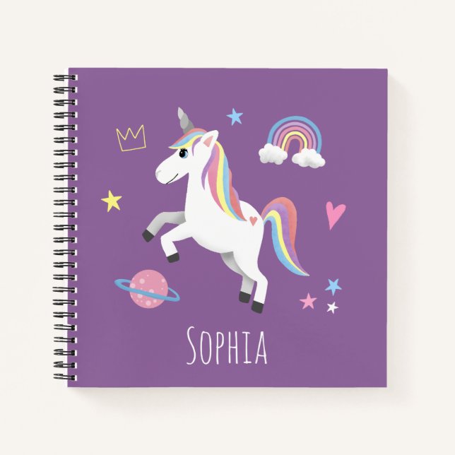 Carnet Les filles mignonne violet Magique Unicorn école p (Devant)