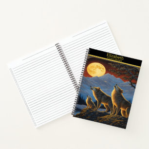 Carnet Les loups serenade la nuit illuminée par la lune