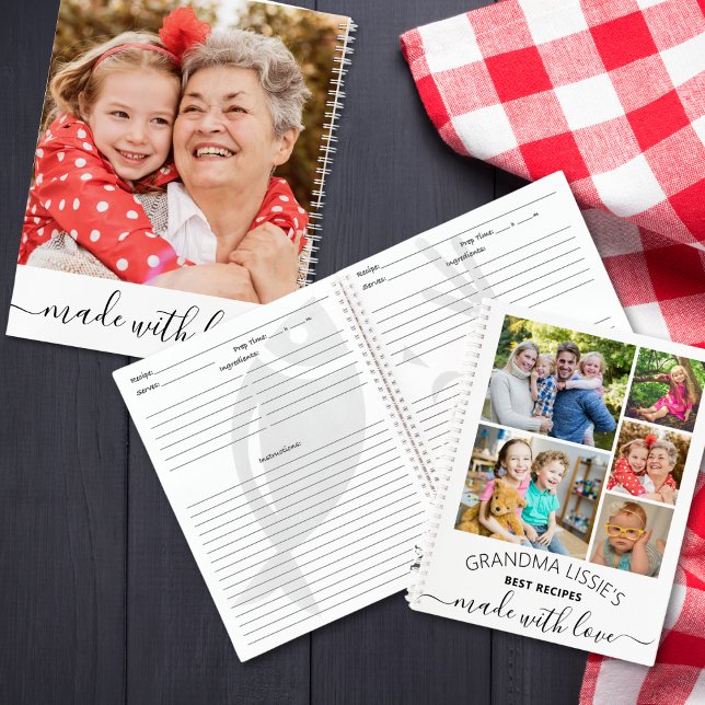 Carnet Les meilleures recettes de grand-mère Cookbook 6 P (Grandma's Best Recipes Cookbook 6 Photo Collage Notebook
)