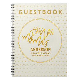Carnet Les nouveaux M et Mme (nom,date) Noces Cœurs en Or