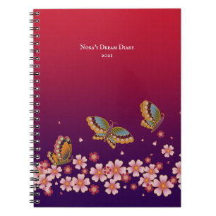 Carnet Les papillons japonais en fleurs Sakura personnali