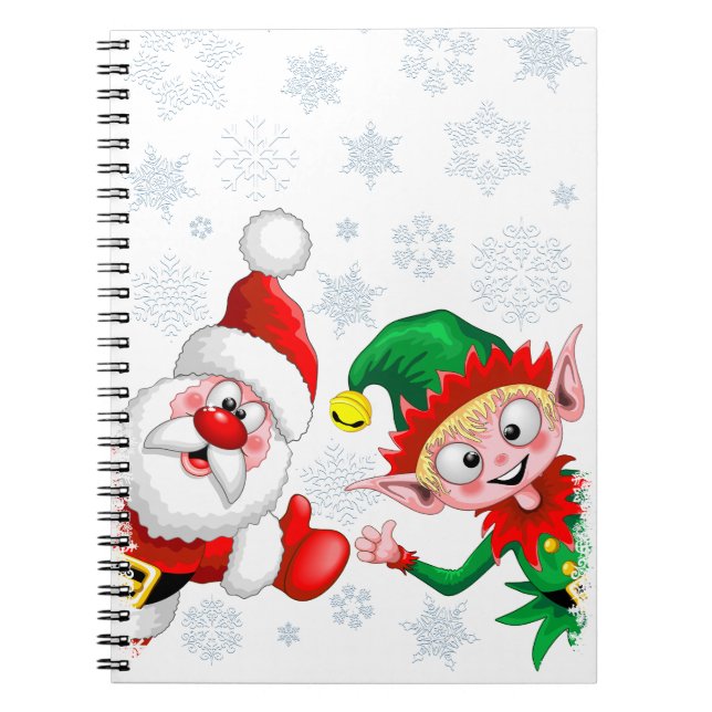 Carnet Les personnages de Noël de père Noël et Elf (Devant)