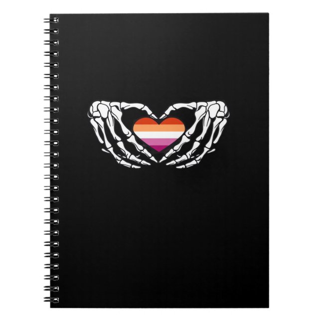Carnet Lesbian Pride Skeleton Halloween Wlw Goth Heart Cl (Devant)