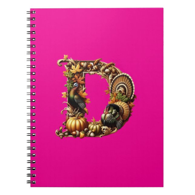 Carnet Letter D Thanksgiving style gift  (Devant)