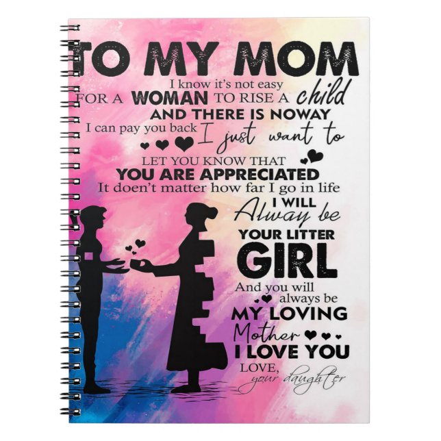 Carnet Lettre adorable à maman | Joli cadeau à ma mère (Devant)