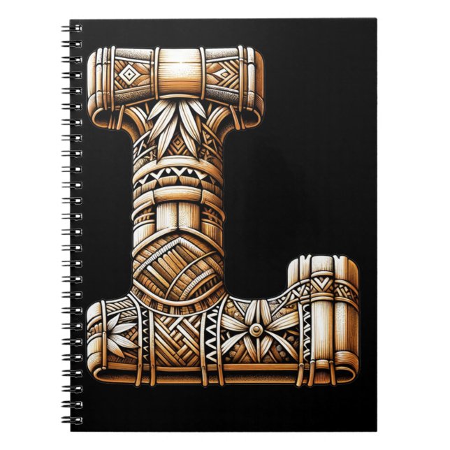 Carnet LETTRE ALOHA ROYENNE L Personnalisée Initiale (Devant)