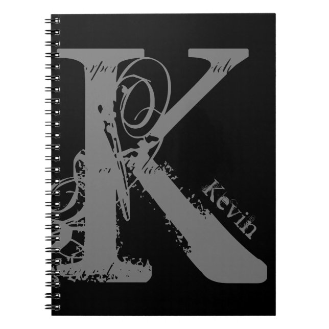 Carnet Lettre alphabet Grunge géant K avec nom (Devant)