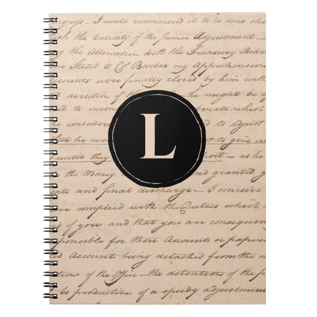 Carnet Lettre antique Monogramme Ancienne calligraphie de (Devant)