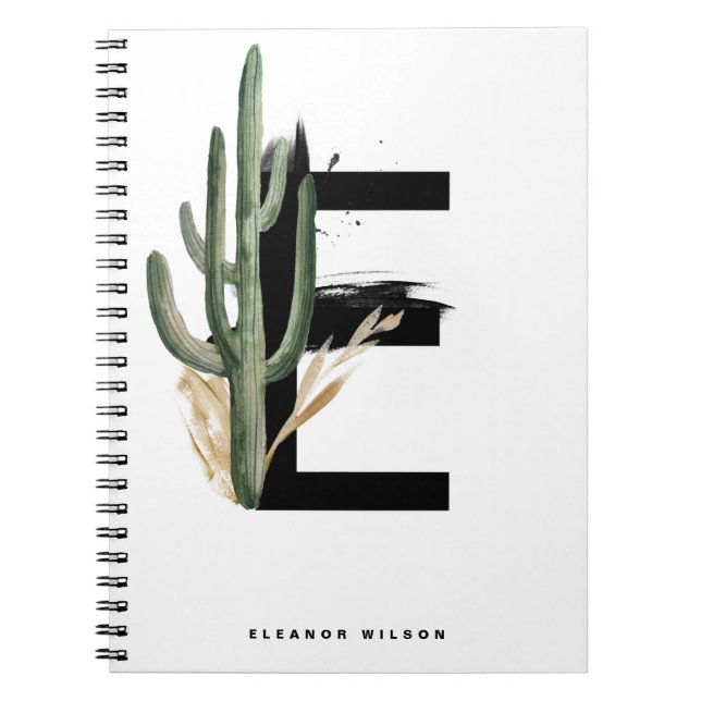Carnet Lettre Boho E Monogramme | Monogramme de cactus tr (Devant)