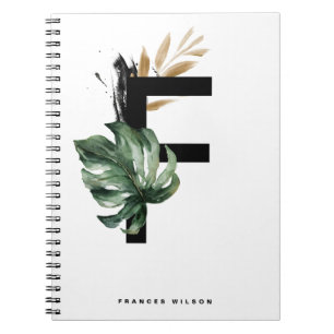Carnet Lettre Boho F Monogramme Monographie tropicale Mon