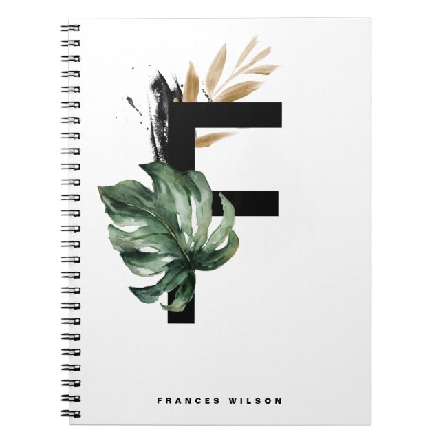 Carnet Lettre Boho F Monogramme Monographie tropicale Mon (Devant)