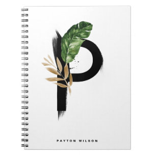 Carnet Lettre Boho P Monogramme Palm Feuille Tropical