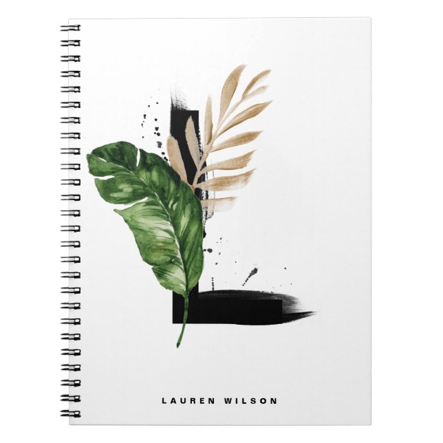 Carnet Lettre Boho Tropical Green L Monogramme  (Devant)