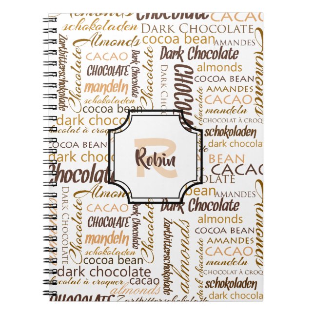 Carnet LETTRE CHOCOholic DE TYPOGRAPHIE MULTILINGUE MONog (Devant)