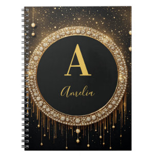 Carnet Lettre de monogramme personnalisée avec paillettes
