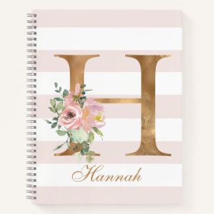 Carnet LETTRE D'HUILE D'OR Floral BLANC H Monogramme