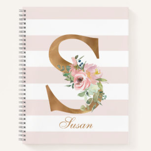 Carnet LETTRE D'HUILE D'OR Floral BLANC S MONO