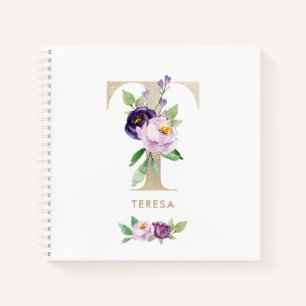 Carnet LETTRE D'HUILE D'OR Floral Violet T MONO