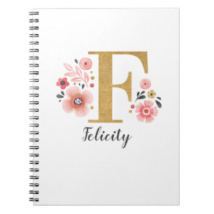Carnet LETTRE Fille Pink Floral MONOGRAPHIQUE F