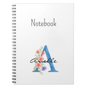 Carnet LETTRE Florale Aquarelle personnalisée Un monogram