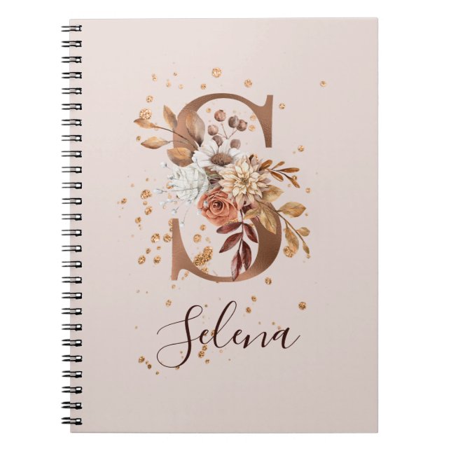 Carnet LETTRE Florale D'Automne Cuivre S Fleurs D'Automne (Devant)