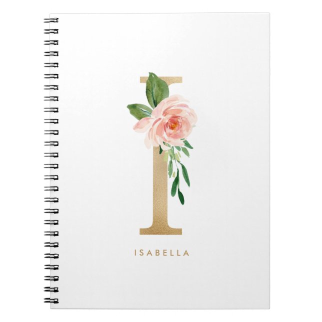 Carnet LETTRE Florale Faux OR FROID Pink I MONO (Devant)