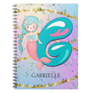 Carnet Lettre G Monogramme Aquarelle mignonne Sirène
