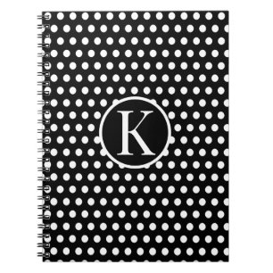 Carnet Lettre initiale classique Pois noir