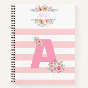 Carnet LETTRE INITIALE MONO rose A