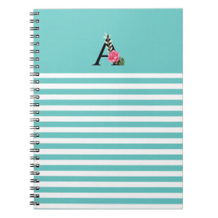 Carnet LETTRE INITIALE MONogramME ROSE BLANCHE