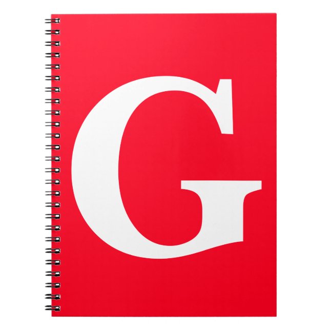 Carnet Lettre initiale Monogramme Rouge Blanc Plaine Simp (Devant)