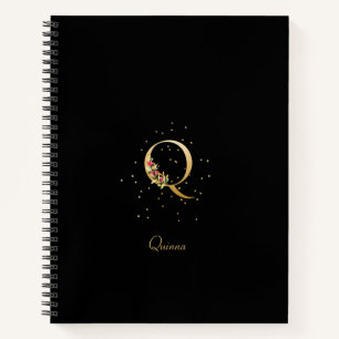 Carnet Lettre initiale Q en monogramme moderne à motif fl