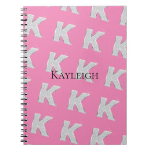 Carnet Lettre K argent rose