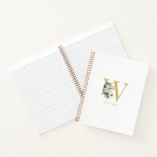 Carnet Lettre monogramme Floral Nom initial