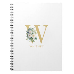 Carnet Lettre monogramme Floral Nom initial