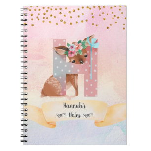 Carnet Lettre monogramme H Baby Deer Girl Daily Diary