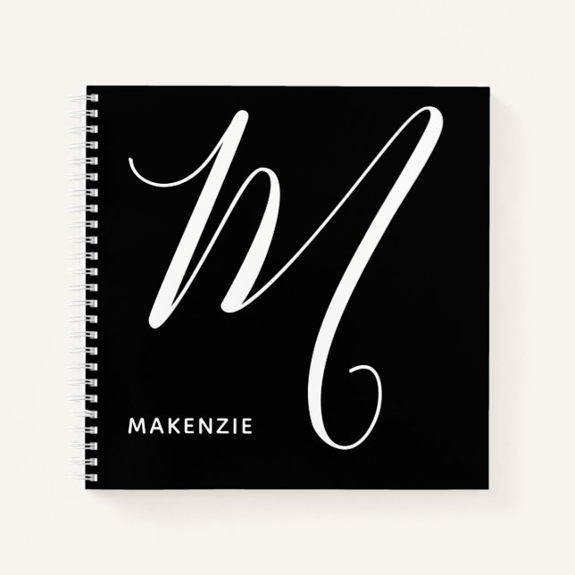 Carnet Lettre monogramme simple M Noir & Blanc (Devant)