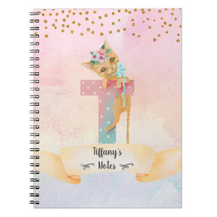 Carnet Lettre monogramme T Kitten Girl Homeschool Study