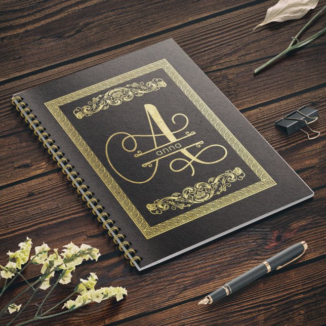 Carnet LETTRE MONOMOGRAPHIQUE D'OR A SUR MER Brown foncé (Créateur téléchargé)