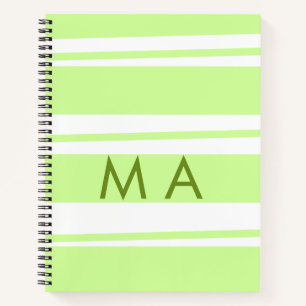 Carnet LETTRE motif grecque néon rayures vertes