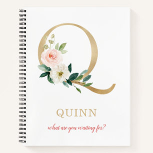 Carnet Lettre or monogramme Q   Moto ou devis floraux