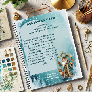 Carnet Lettre personnalisée du Père Noël avec un renne du