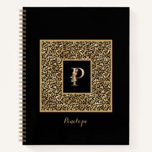 Carnet Lettre personnelle Leopard Gold moderne P