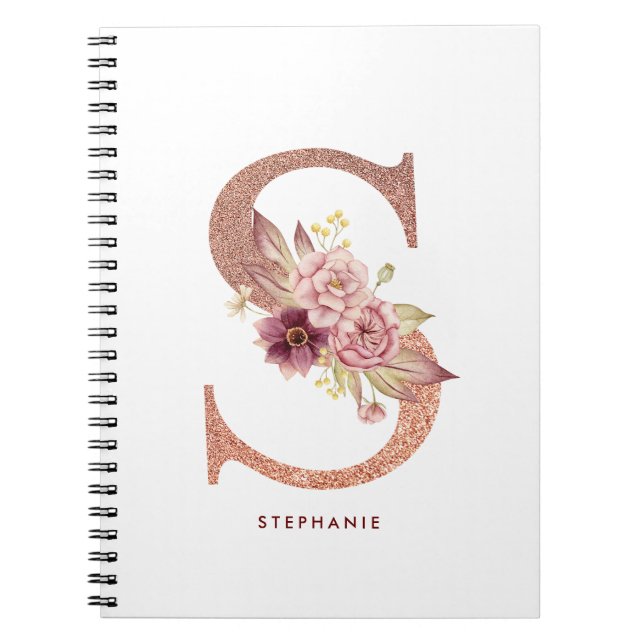 Carnet LETTRE Rose D'OR Faux S MONO (Devant)