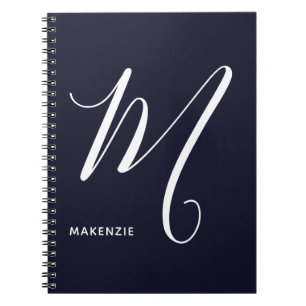 Carnet Lettre Script monogramme M Navy Blue