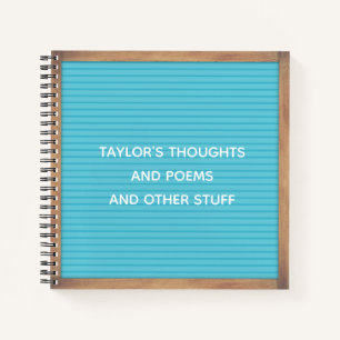 Carnet LETTRE Turquoise CARTE SIGNE MESURE MESURE