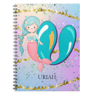 Carnet Lettre U Monogram Aquarelle mignonne Sirène