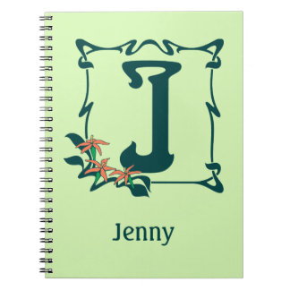 Carnet Lettre vintage de fantaisie J de nouveau d'art